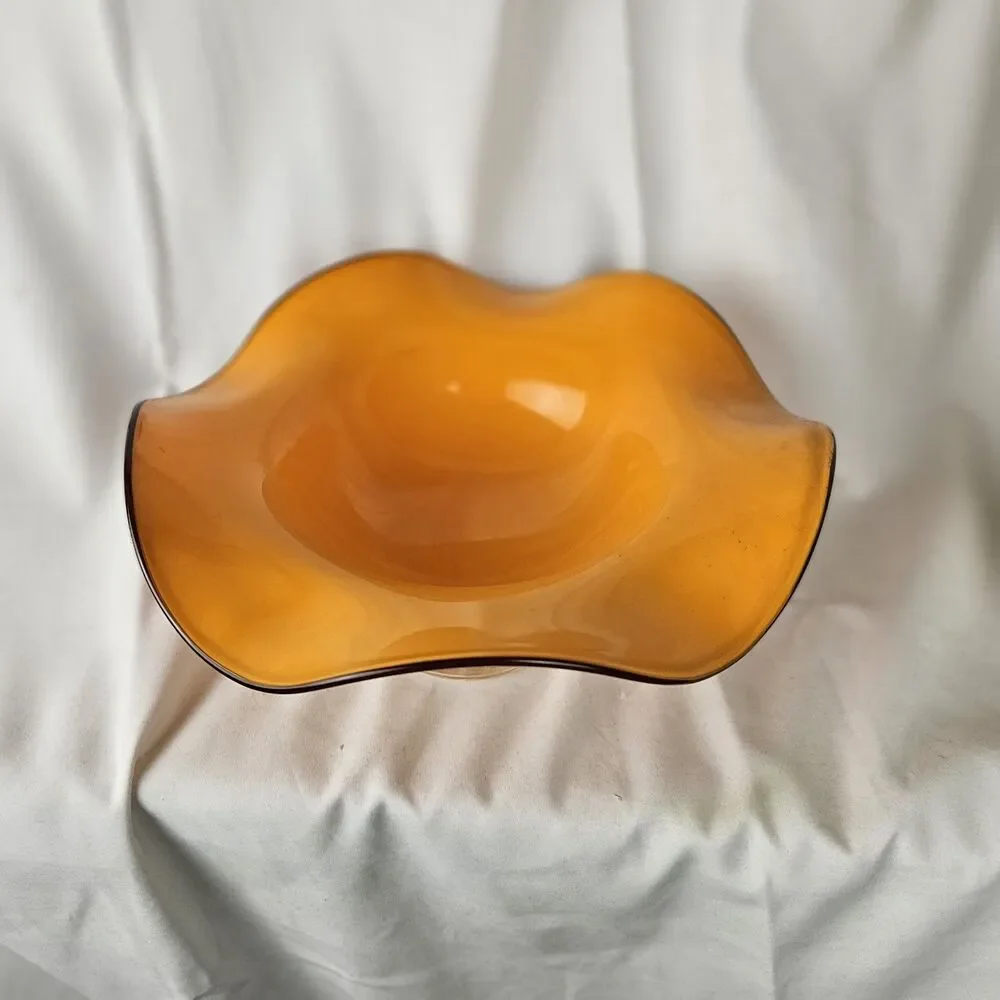 Charming Vintage Telaflora Orange Murano Glass Candy Dish‎ 1960s